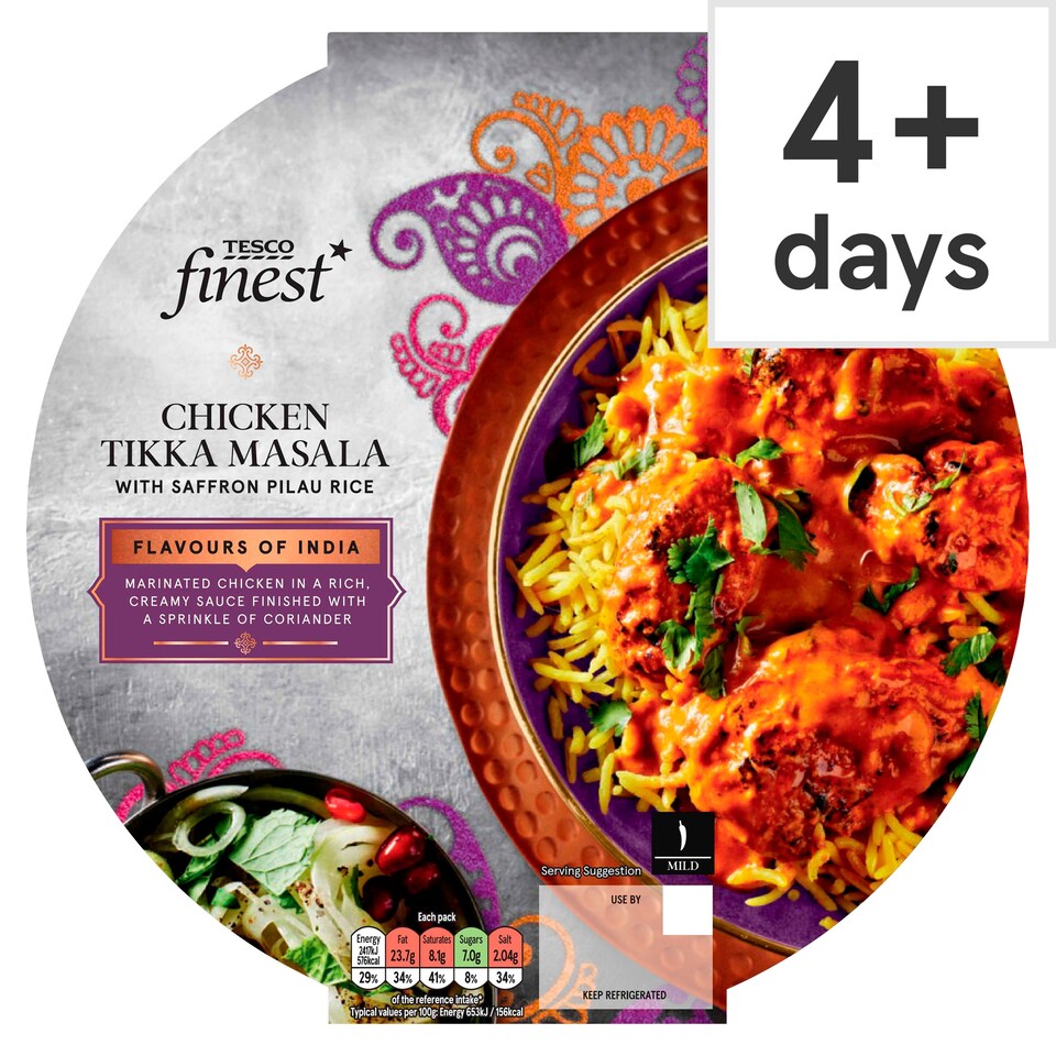 Tesco Finest Chicken Tikka Masala Saffron Pilau Rice 400G Tesco