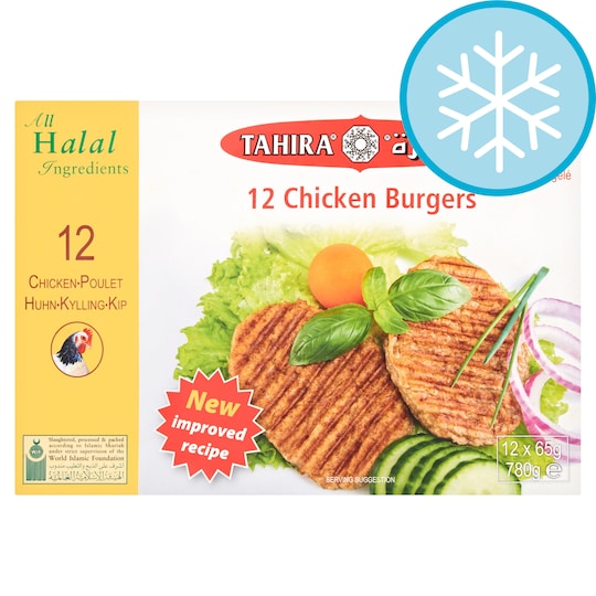 Tahira 12 Halal Chicken Burgers 780G Tesco Groceries