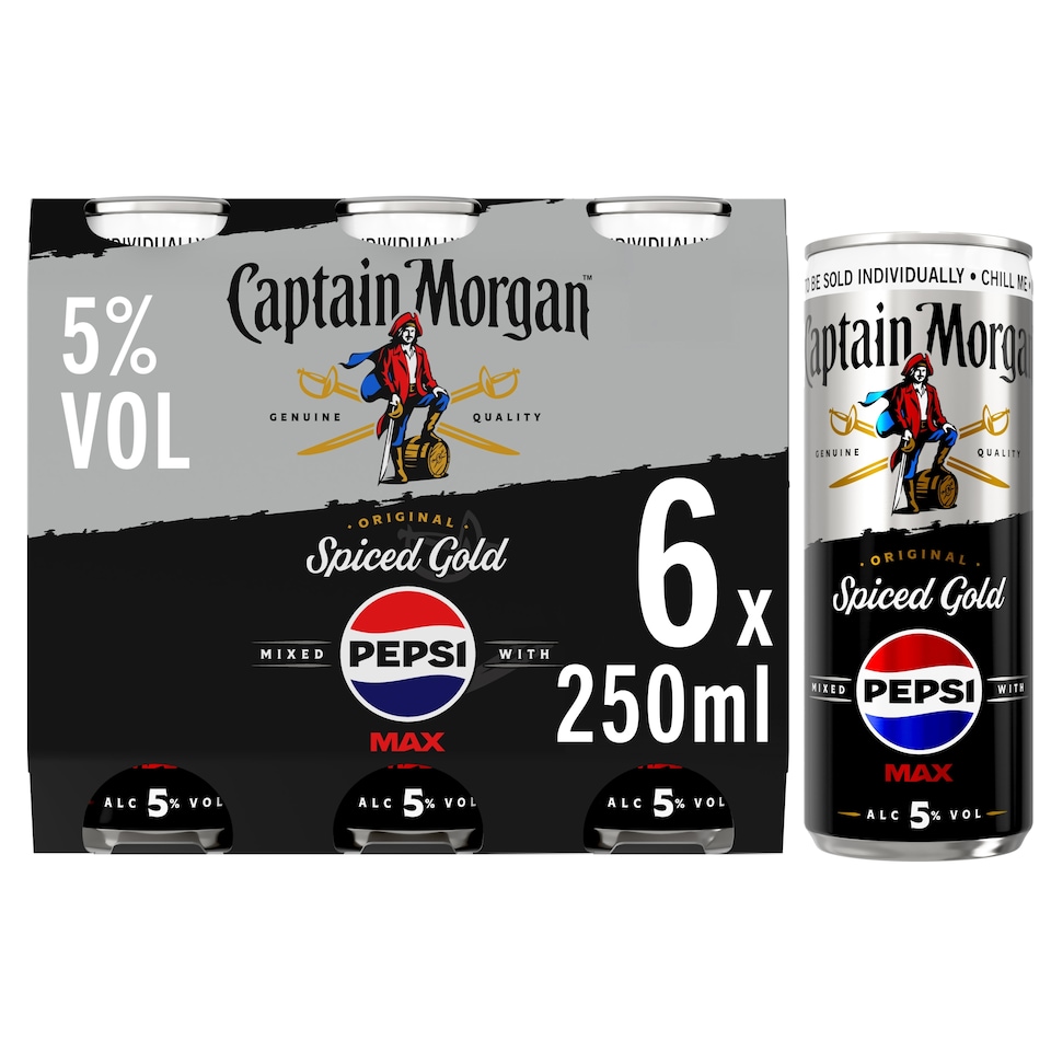 image 1 of Captain Morgan Original Spiced Gold & Pepsi Max 6 X 250ML