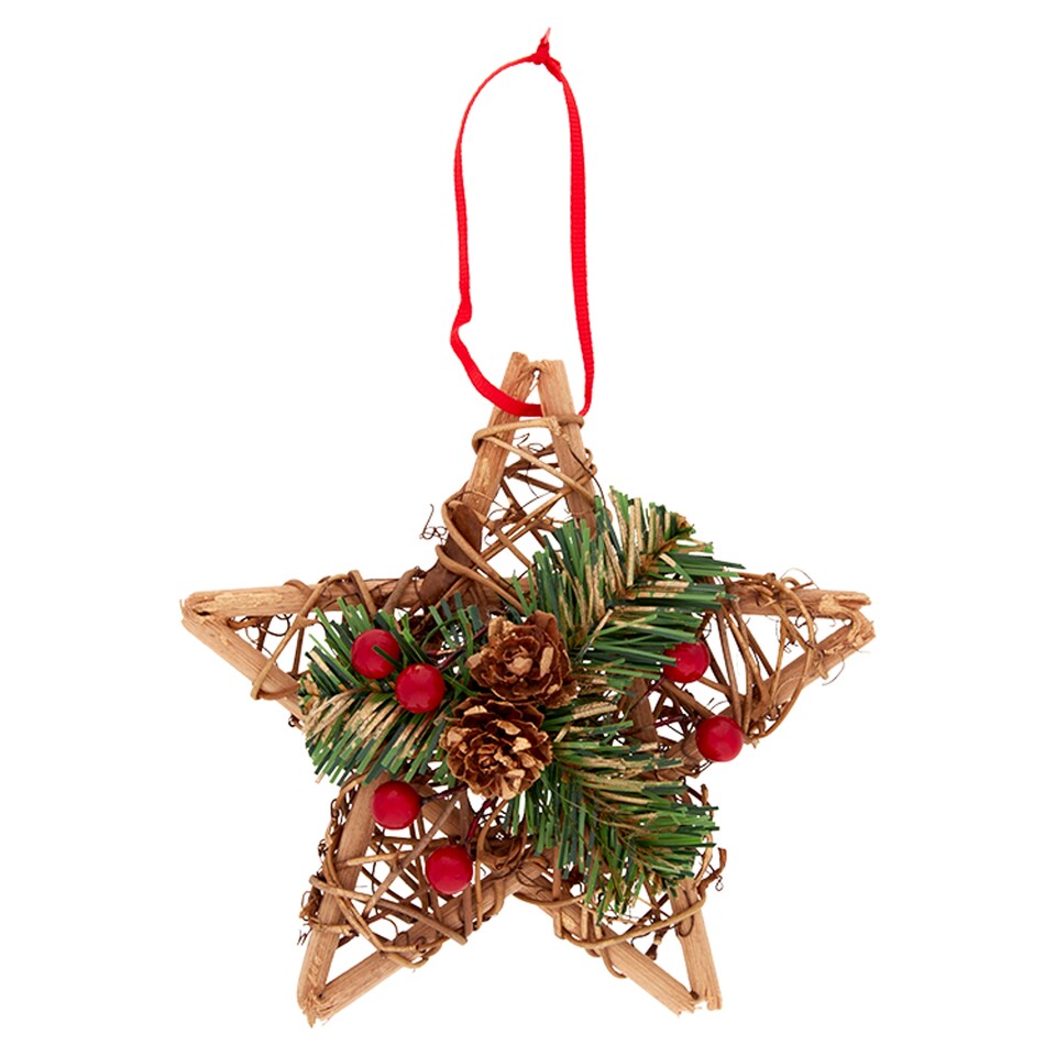 Tesco Star Rattan Foliage Wreath Hanging Decorative