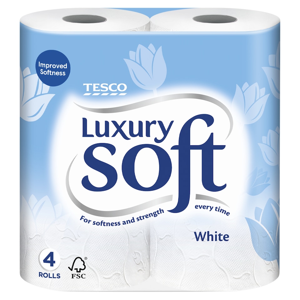 Tesco Luxury Soft Toilet tissue White 4 Rolls 