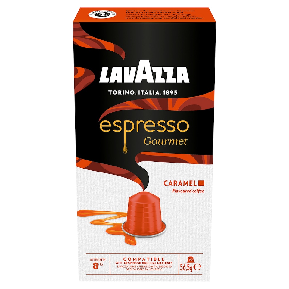 Lavazza Espresso Gourmet kapszulás pörkölt kávé caramell ízesítéssel 10 db 56,5 g