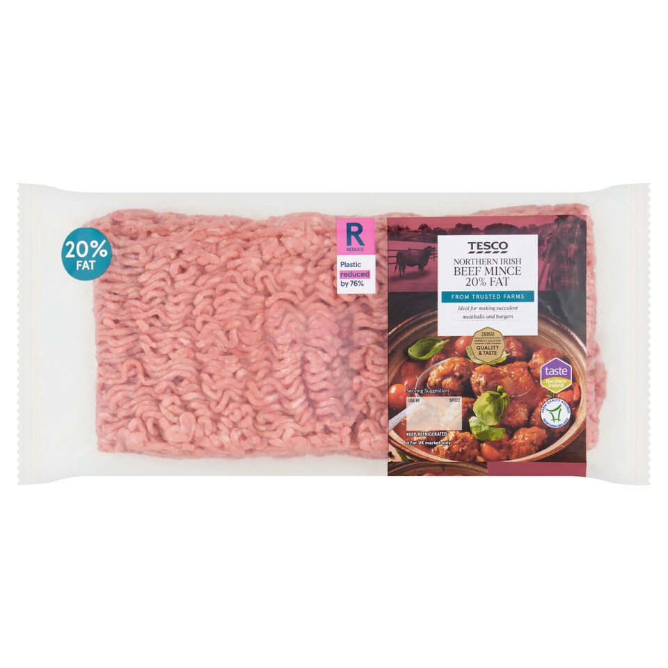 Tesco Northern Irish Beef Mince 20% Fat 1.0kg