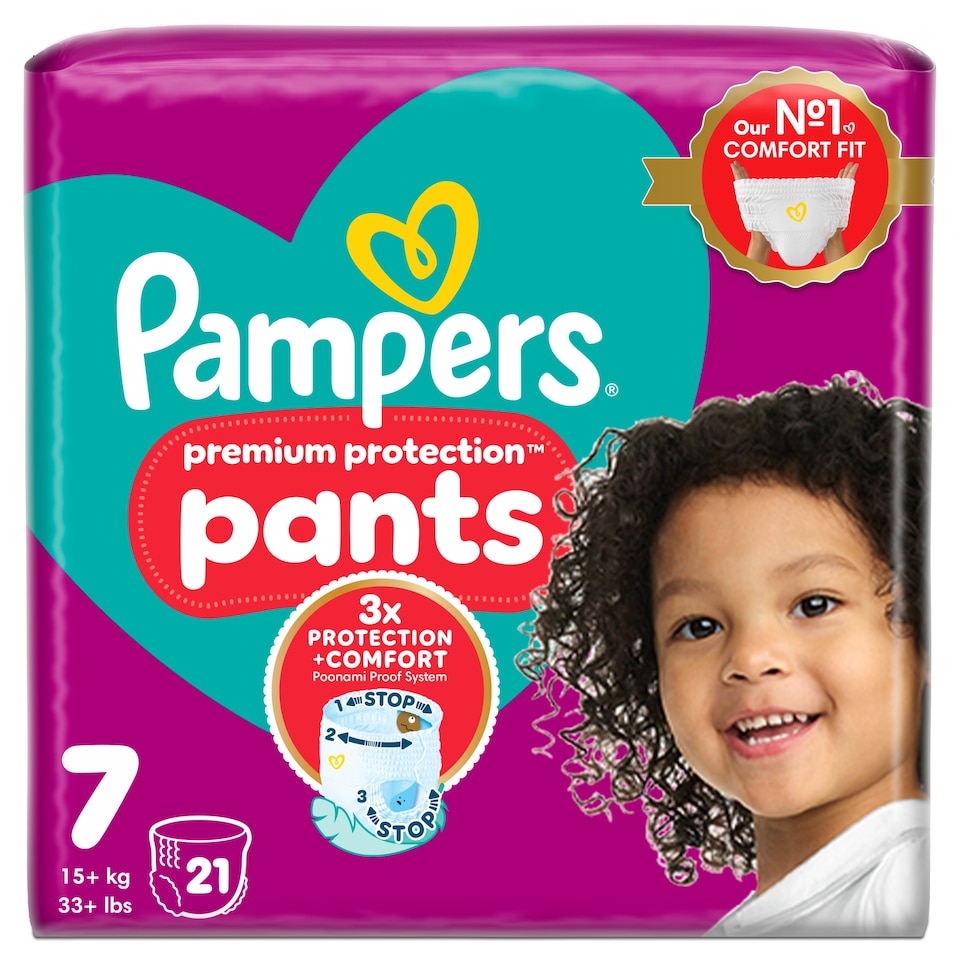 image 1 of Pampers Premium Protection Essential Nappy Pants Size 7 21 Pack