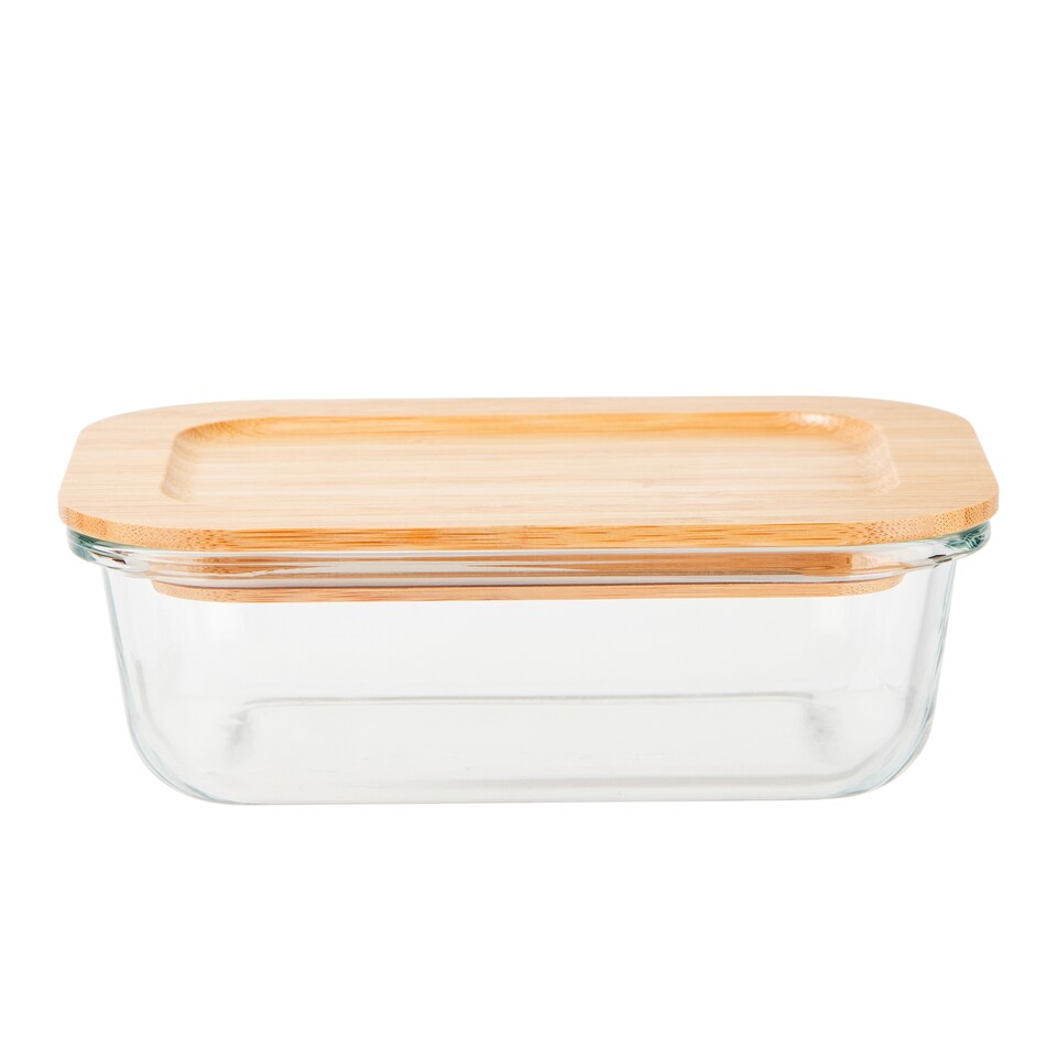 image 1 of Tesco Glass Food Storage Bamboo Lid 630Ml