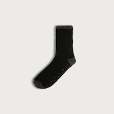 F&F Borg Lined Grip Sole Slipper Socks in Black