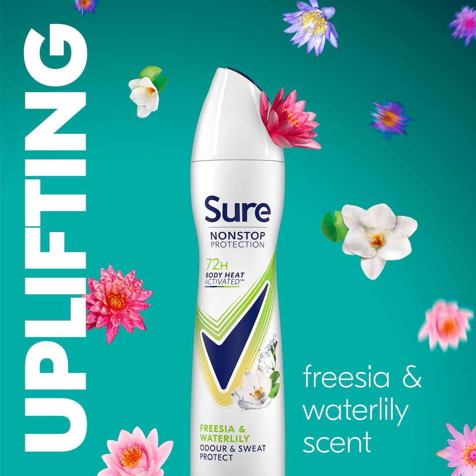 image 1 of Sure Nonstop Protection 72h Freesia & Water Lily Antiperspirant Deodorant 250ml
