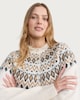 image 1 of F&F Knitted Fair Isle Pattern Cardigan with Wool in Neutral