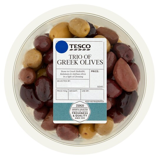 Tesco Trio Of Greek Olives 380G Tesco Groceries