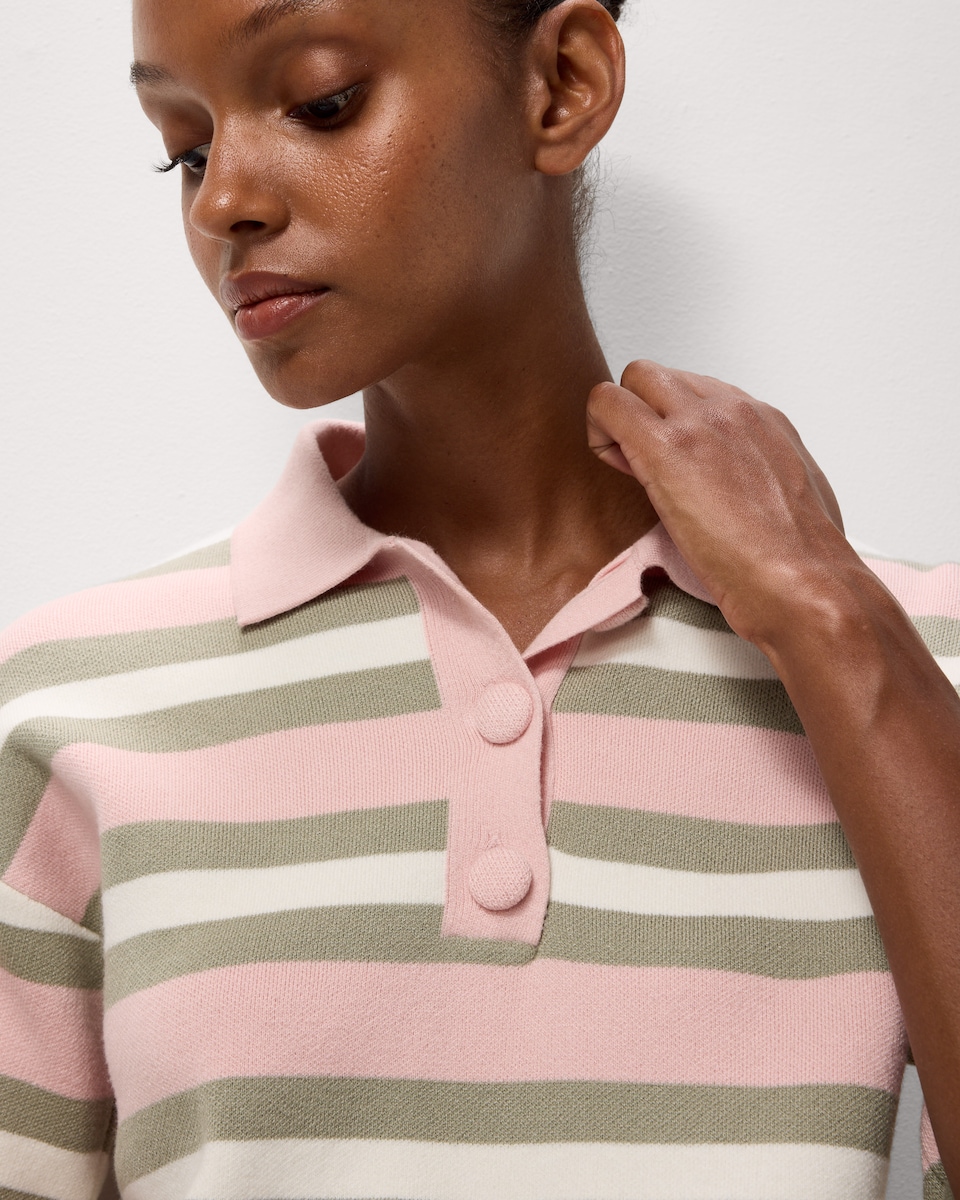 image 1 of F&F Knitted Rugby Shirt in Multi Pink