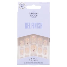 Elegant Touch Encased Gel Finish Pressed Petals Squoval False Nails