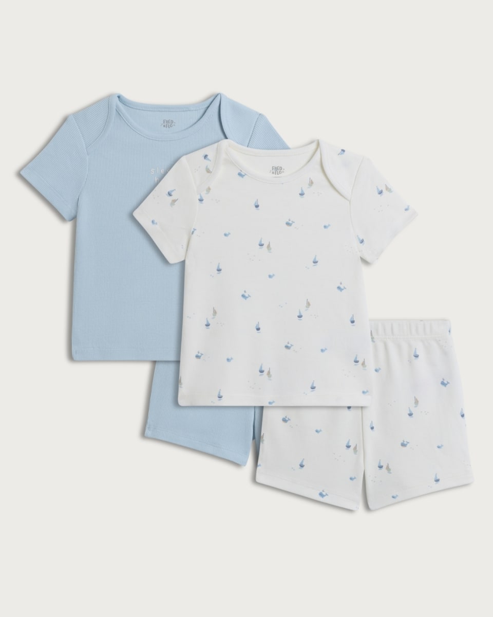 F&F Baby 2-Pack Cotton Rich Pyjamas in Blue