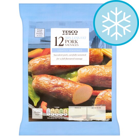 Tesco 12 50 Less Fat Pork Sausages 540G Tesco Groceries