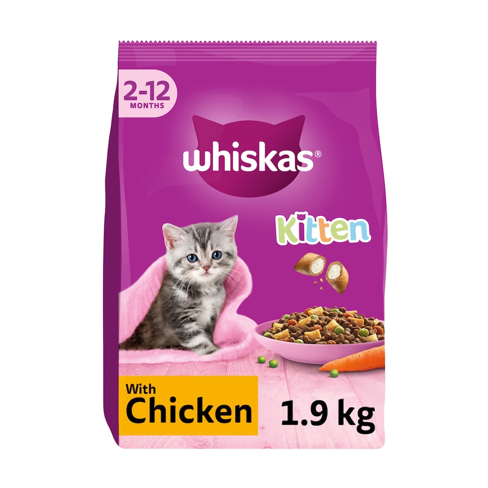 image 1 of Whiskas Kitten Dry Cat Food Biscuits Chicken 1.9Kg