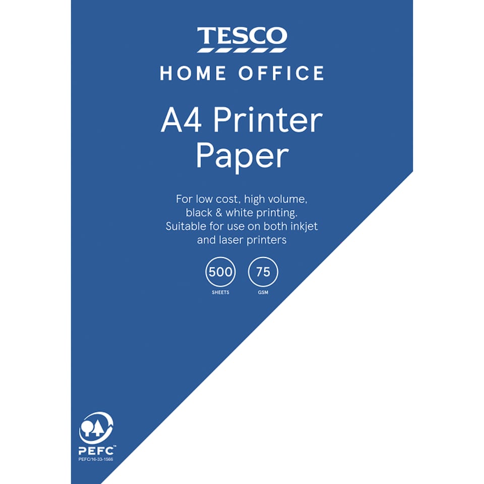 Tesco Basics A4 White Paper 70Gsm 500 Sheets