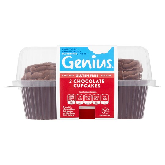 Genius Gluten Free 2 Chocolate Cupcakes Tesco Groceries