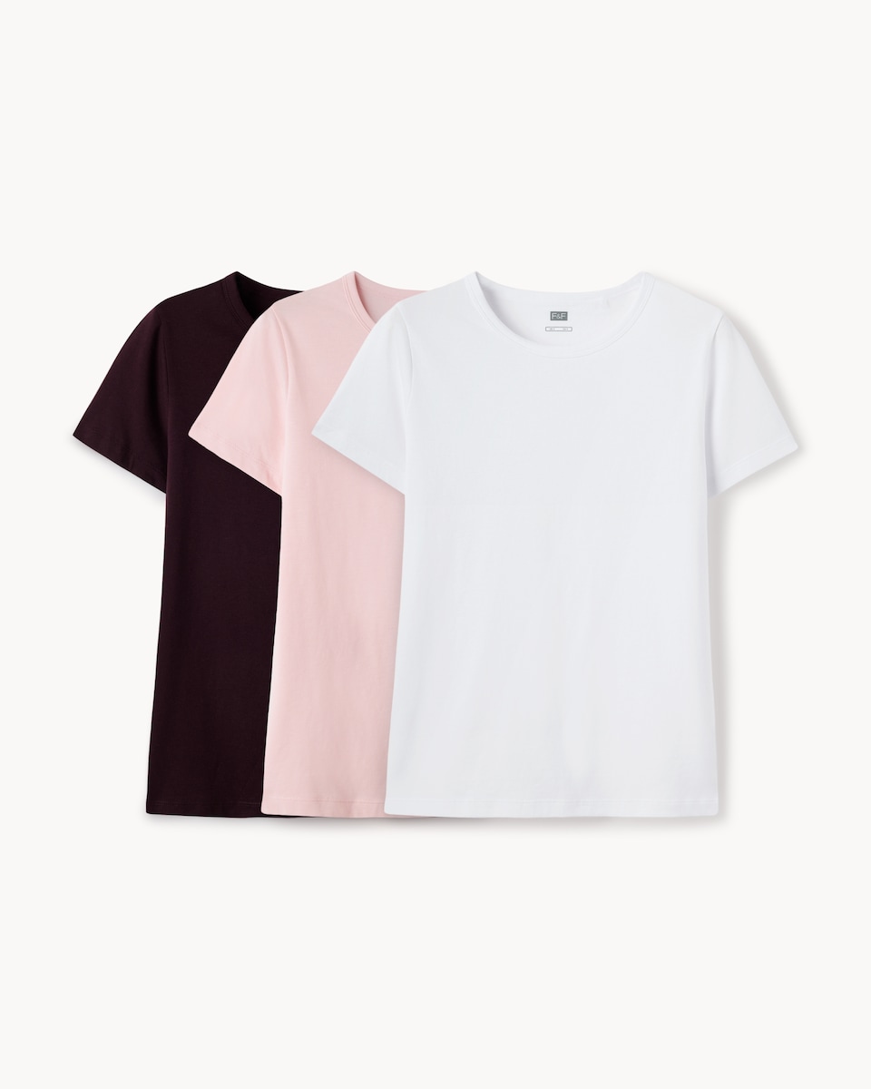 image 1 of F&F 3-Pack Pure Cotton Short Sleeved T-Shirts in Multi Pink