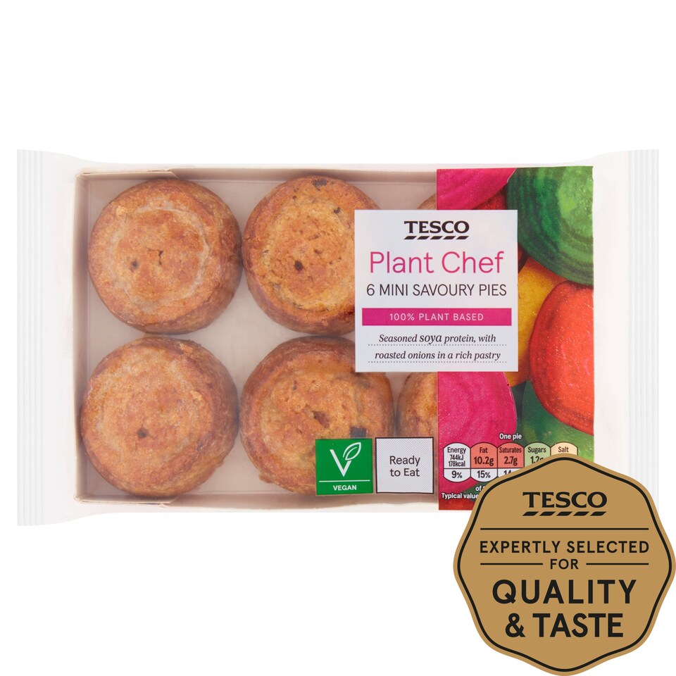 Tesco Plant Chef 6 Mini Savoury Pies 300G Tesco Groceries
