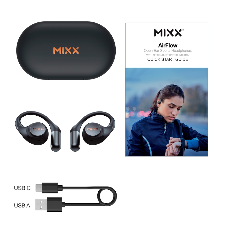 image 1 of Mixx Airflow Open Ear Sports Headphones Black