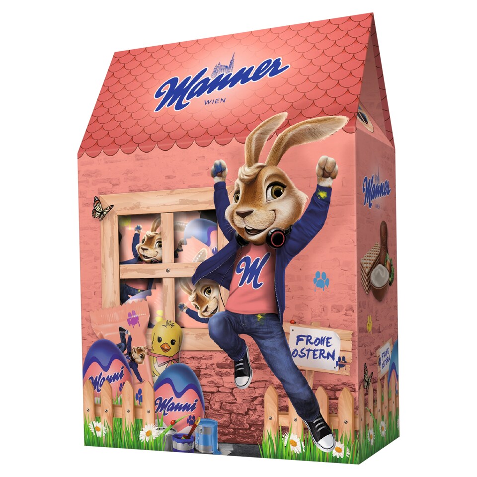 Manner Manni Oster-Häuschen Milk Chocolate Filled with Milk and Nougat Cream and Crispy Wafers 130g