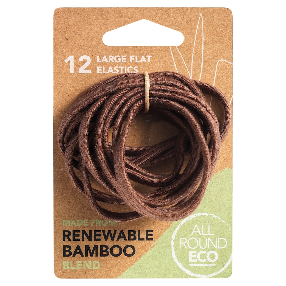 All Round Eco Large Flat Elastics - Brown 12 Pack