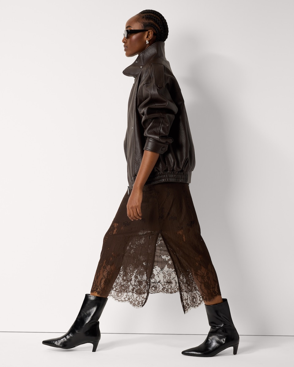 image 1 of F&F Lace Midi Skirt in Brown