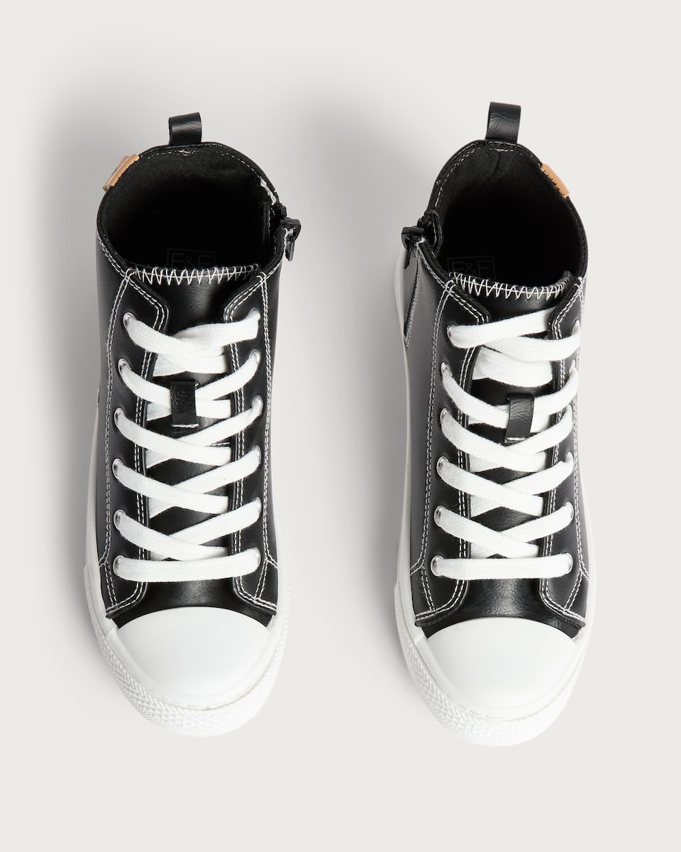 image 1 of F&F Boys Lace Up High Top Trainers in Black