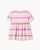 image 2 of F&F Girls Pure Cotton Rainbow Striped Dress in Multi Pink