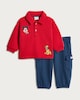 image 1 of Disney Mickey Mouse 2-Piece Cotton Rich Polo Sweatshirt and Cargo Joggers Set in Red