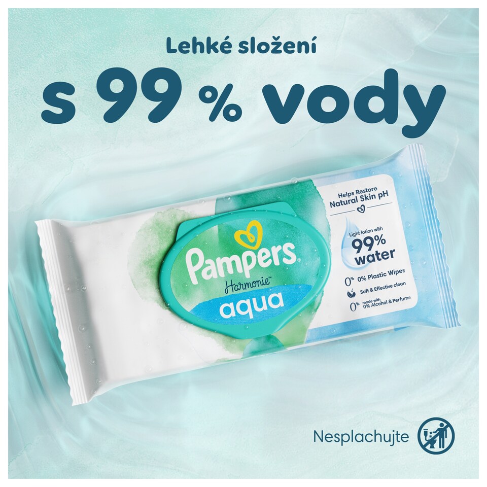 image 1 of Pampers Harmonie Aqua Dětské Čisticí Ubrousky 1 Balení = 48 Ubrousků