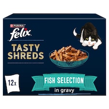 Felix Tasty Shreds Cat Food Fish Selection 12X80g