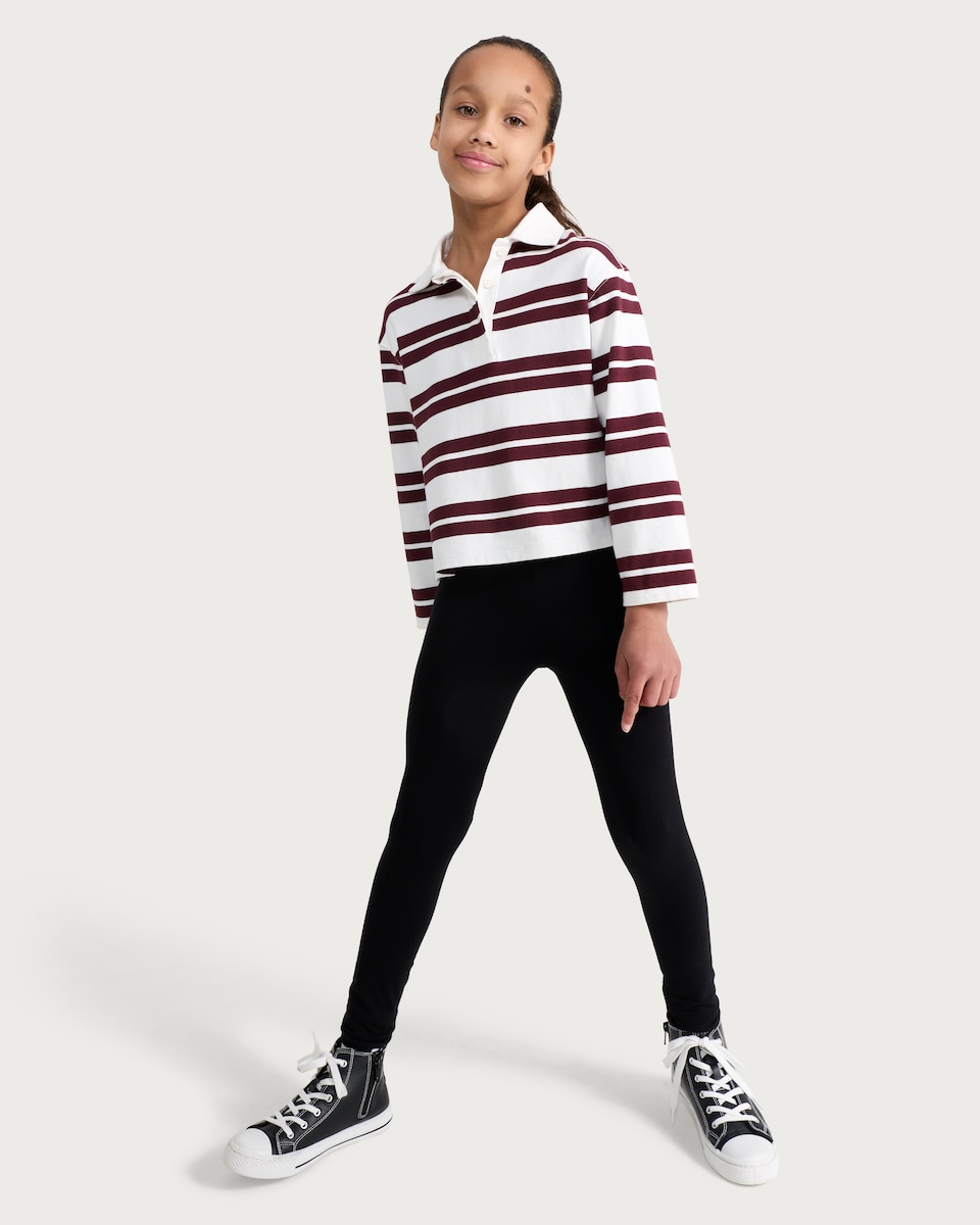 image 1 of F&F Girls 3-Pack Cotton Rich Leggings in Black