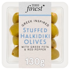 Tesco Finest Stuffed Halkidiki Olives with Greek Feta & Red Pepper 130g