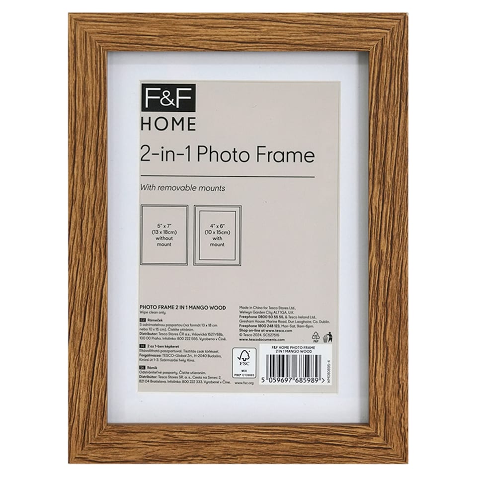 F&F Home Photo Frame 2 in 1 Mango Wood