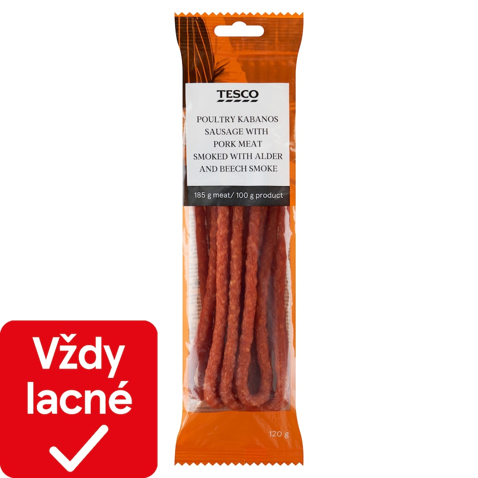 Tesco Trvanlivý tepelne opracovaný mäsový výrobok hydinovo-bravčový údený 120 g