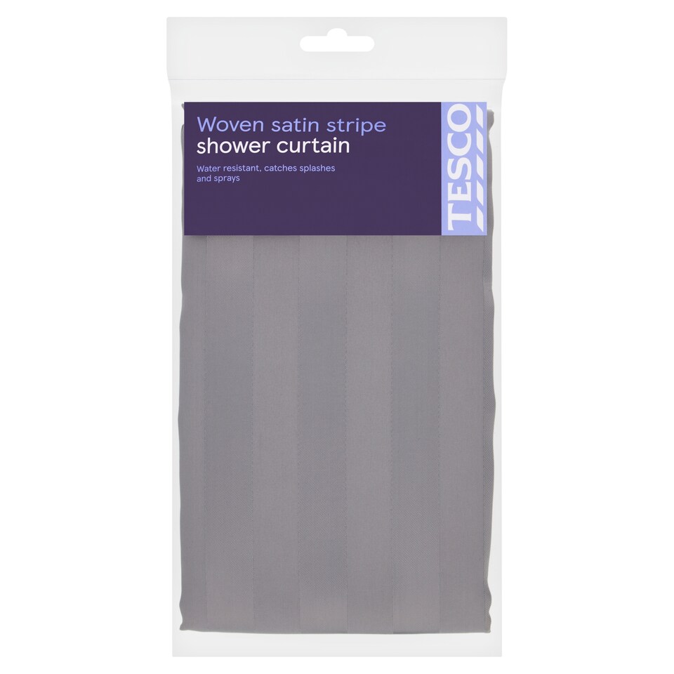 Tesco Grey Satin Stripe Shower Curtain