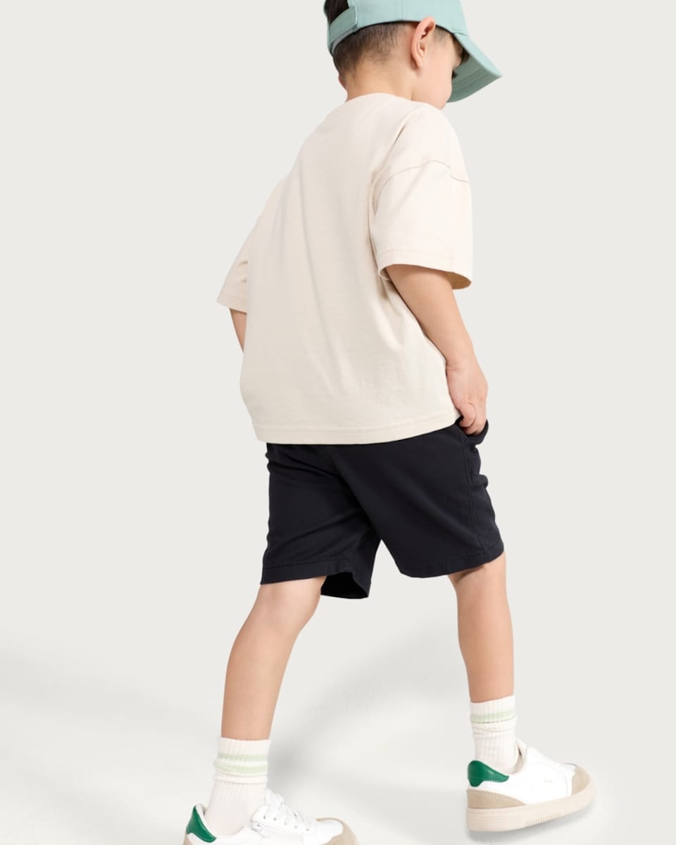 image 1 of F&F Boys Cotton Rich Drawstring Shorts in Black