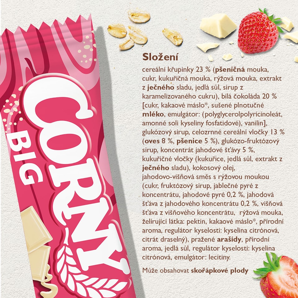 Obrázek 1 pro produkt Corny BIG cereální tyčinka jahoda-bílá čokoláda 40g