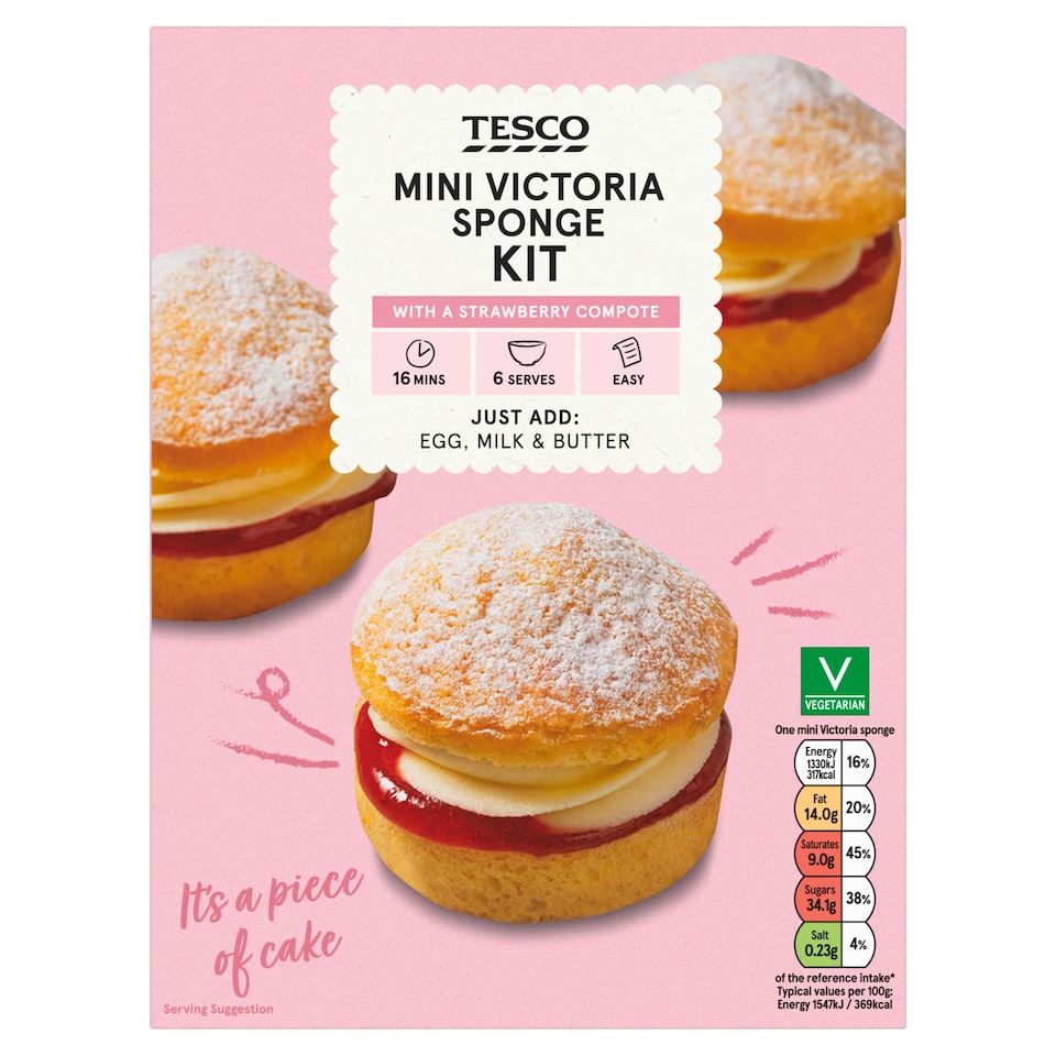 Tesco Mini Victoria Sponge Kit 380g