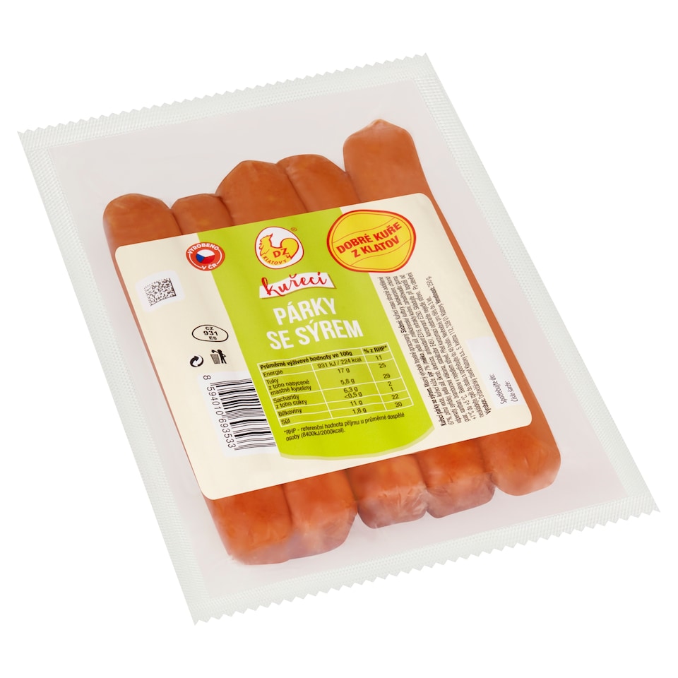 image 1 of DZ Klatovy Chicken Sausages with Cheese 250g