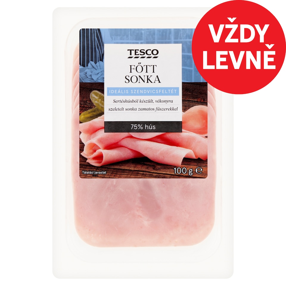 Tesco Vepřová šunka standardní jakosti krájená 100g