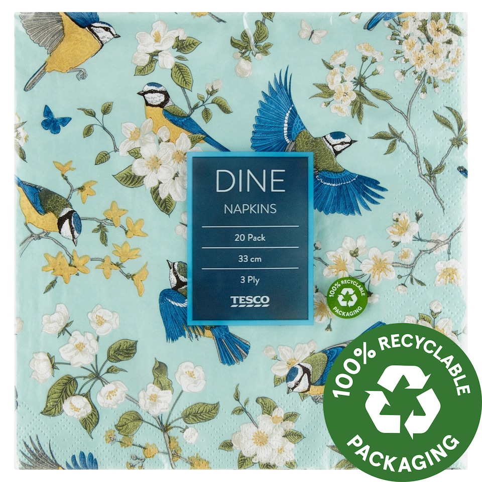 Tesco Dine szalvéta 3 rétegű 33 cm x 33 cm 20 db