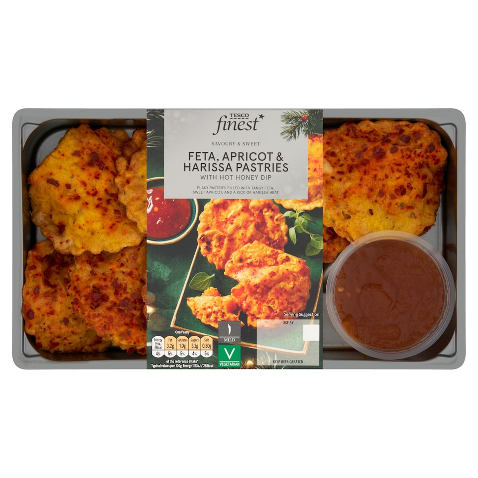 Tesco Finest Feta, Apricot & Harissa Pastries with Hot Honey Dip 252g