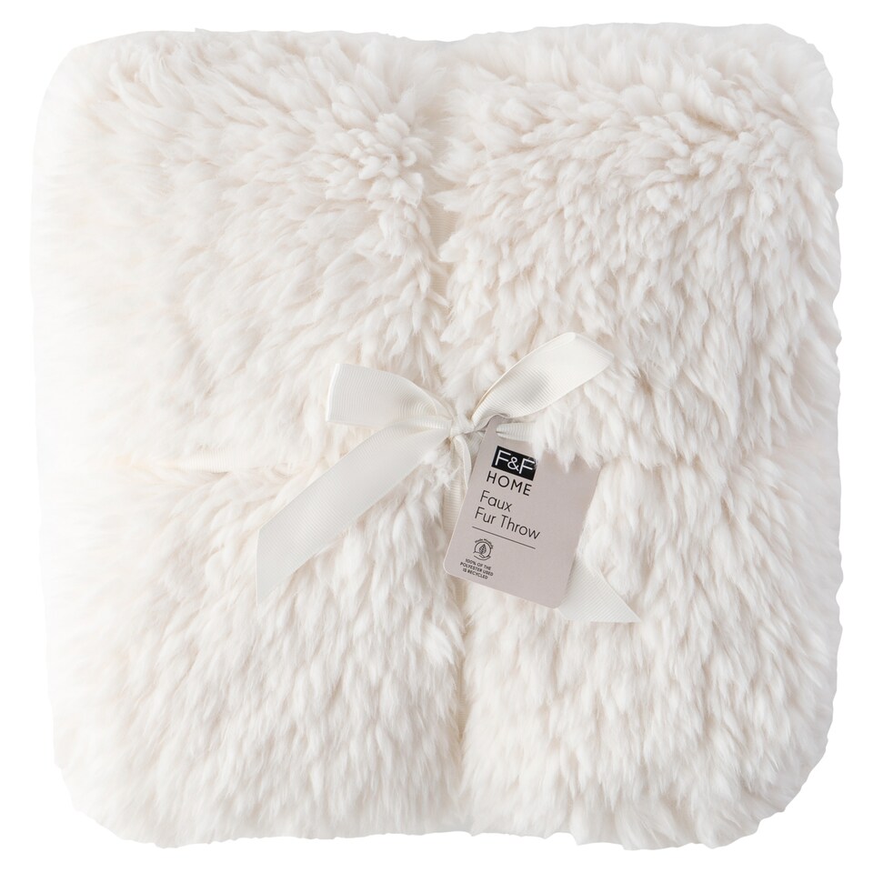 F&F Home White Cloud Faux Fur Throw