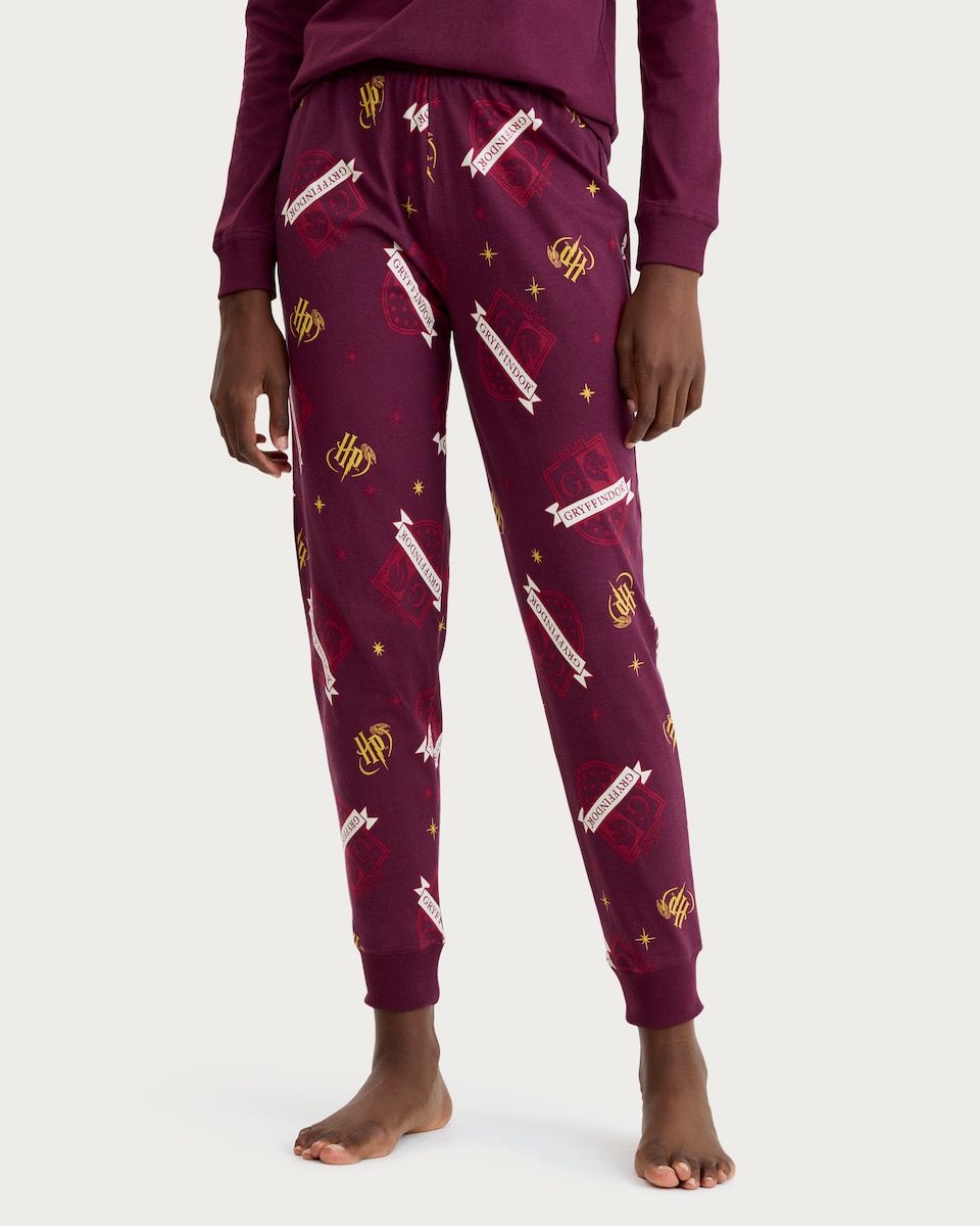 image 1 of Harry Potter Gryffindor Matching Family Christmas Pyjamas in Burgundy
