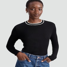 F&F Ribbed Knit Crew Neck Jumper in Black