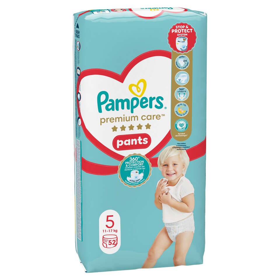 obrázok 1 z Pampers Premium Care plienkové nohavičky veľkosť 5, 52 plienok, 11kg-17kg