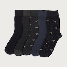 F&F 5-Pack Cotton Rich Duck Printed Ankle Socks in Multi
