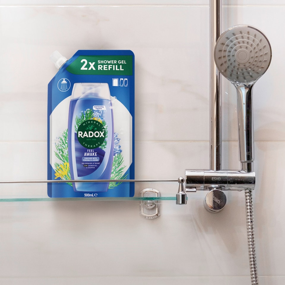image 1 of Radox Sea Minerals & Fennel Feel Awake 2-in-1 Shower Gel & Shampoo Refill 500ml
