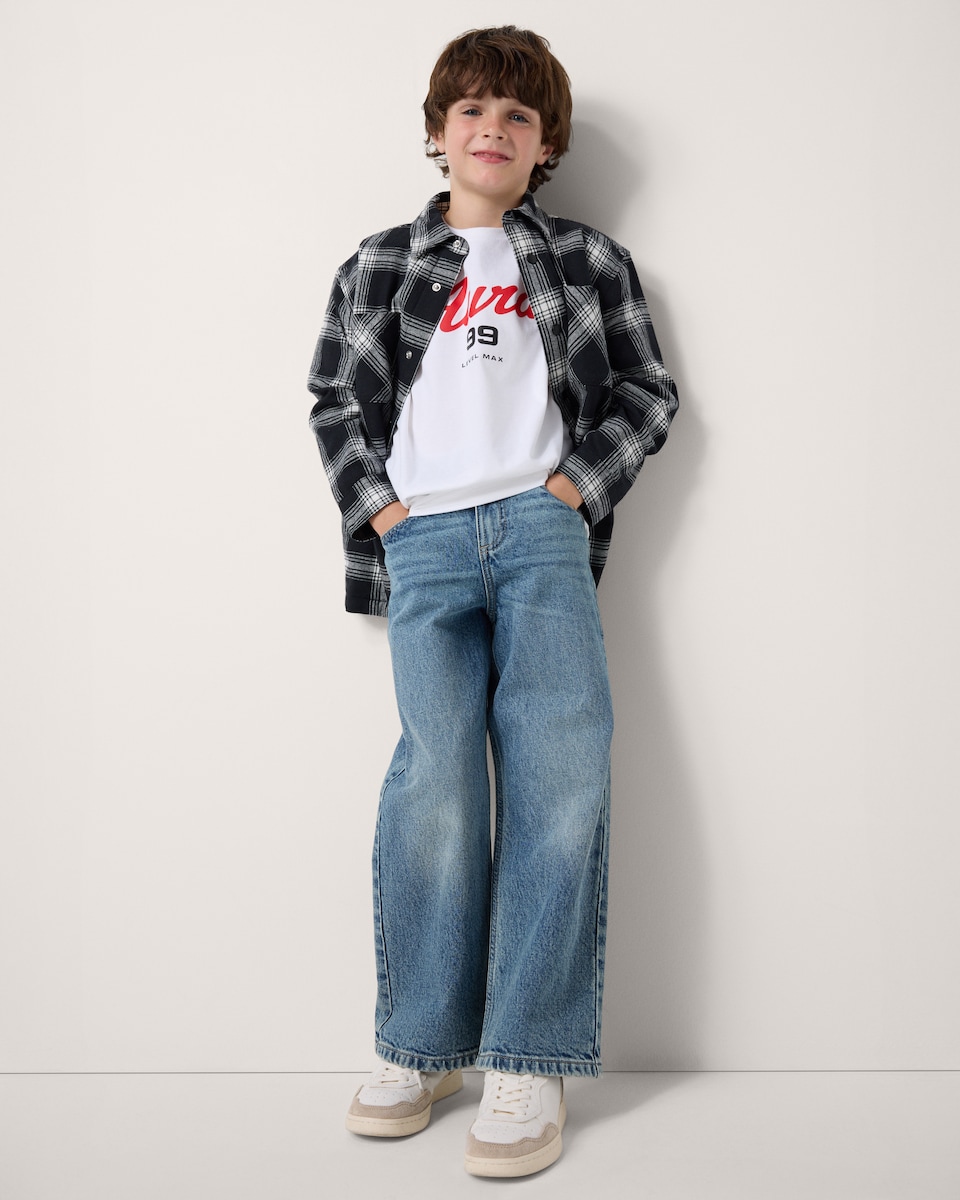 image 1 of F&F Boys Pure Cotton Aura T-Shirt in White